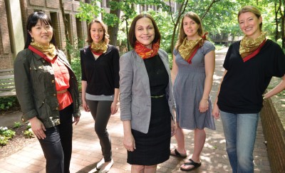 Femida Handy and students on Locust Walk
