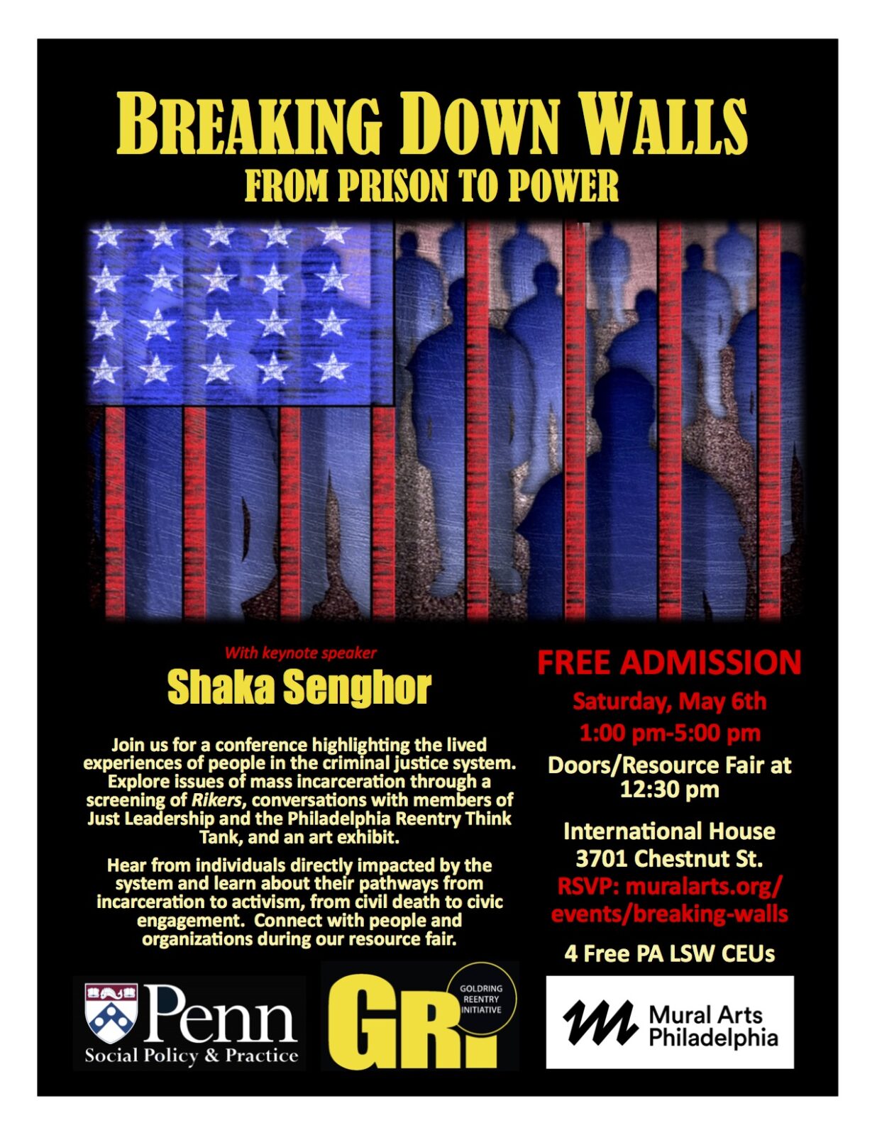 Flyer for Breaking Down Walls: From Prison to Power event