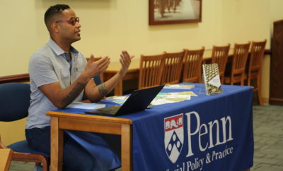 Ezekiel Dixon-Roman at his book launch and discussion in fall 2017.