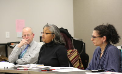 Task Force meeting in session, including Jerri Bourjolly and Mark Stern