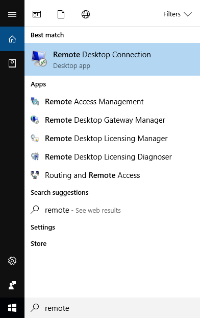 Remote Desktop Connection screenshot