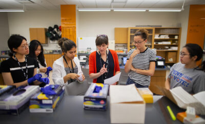 Vet students listen to instructor