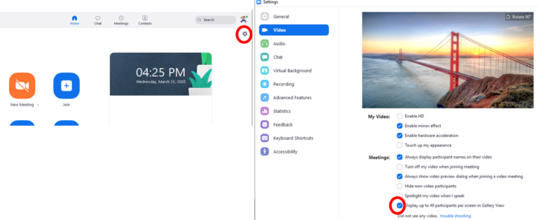 Zoom display settings