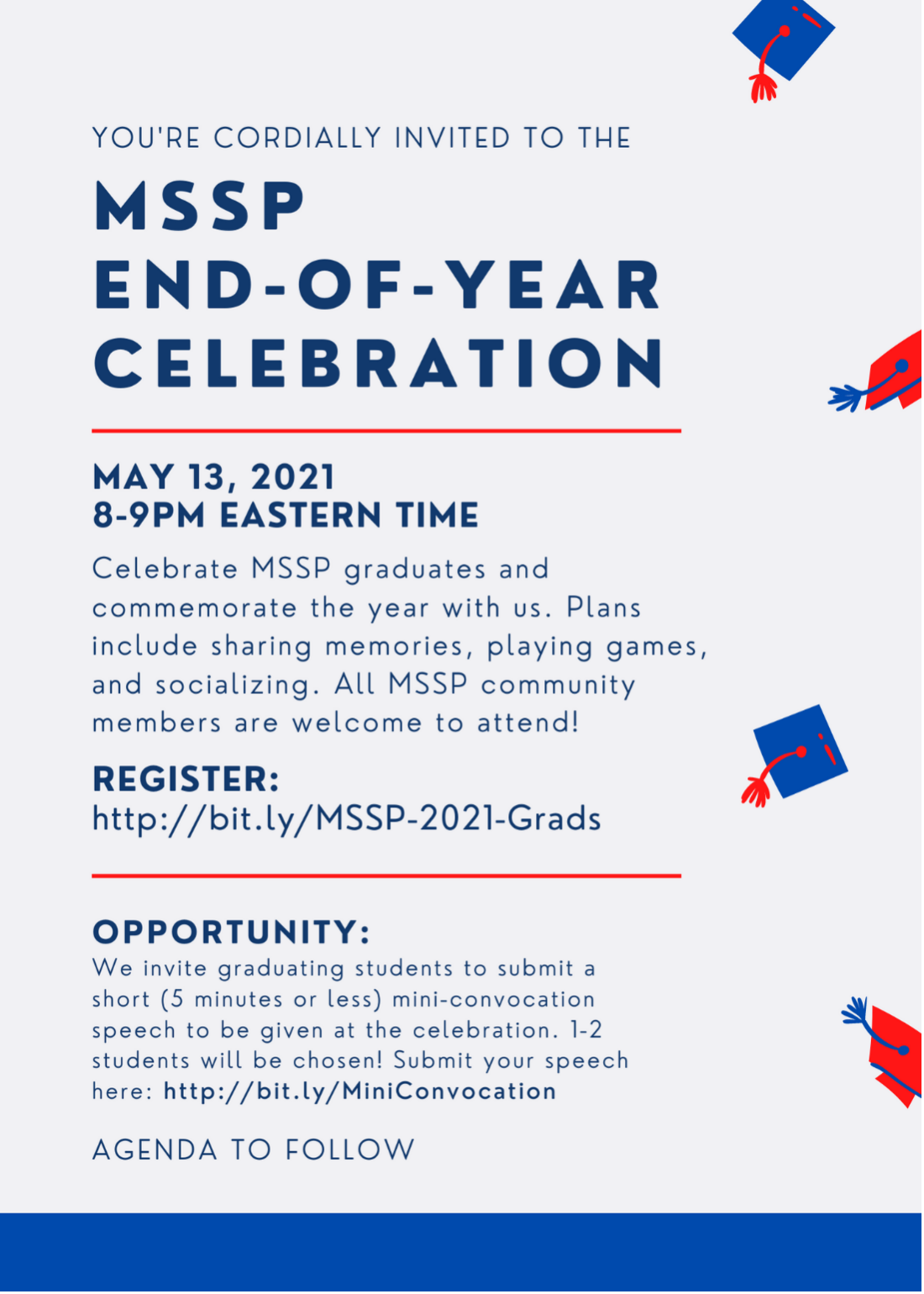 event flyer for the MSSP end-of-year celebration