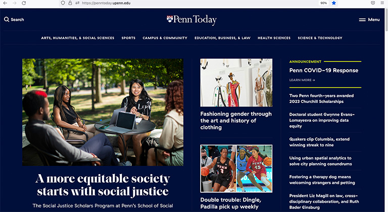The Social Justice Scholars appear as the top story on the Penn Today homepage